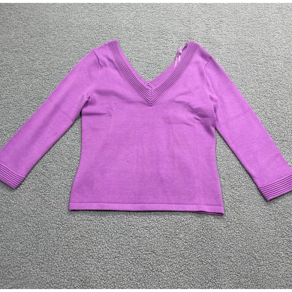 World Republic Sweater Women V-Neck Purple Top Preppy Stretchy Sz S New